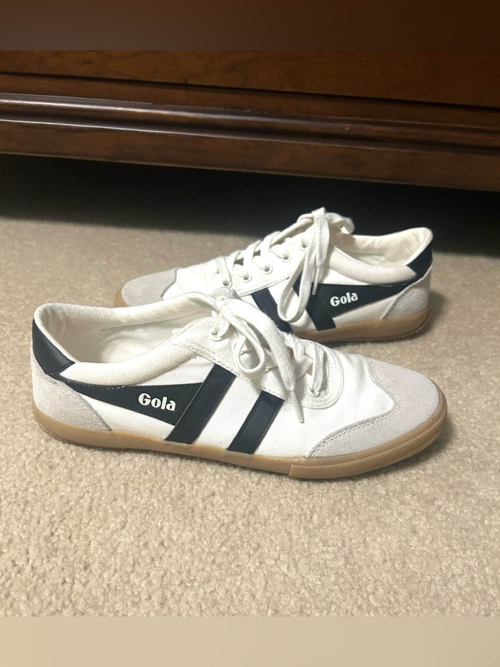 Gola Women's White Sneakers with Black Stripes